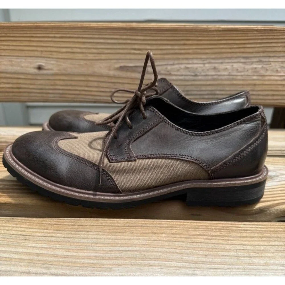 Robert Wayne Atlas Shoes Mens 8 Brown Leather Wingtip Dress Casual Work